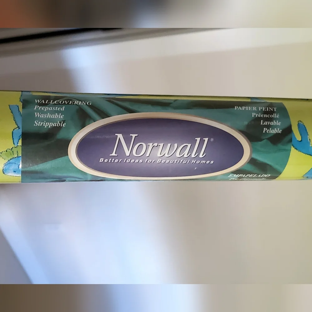 Vintage Norwall 3 Rolls 55.7sq.ft. Each, Lime/Blue Ocean Fish Wallpaper, NWT
